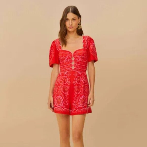 FARM Rio Pants - FARM Rio Red Floral Jumpsuit
